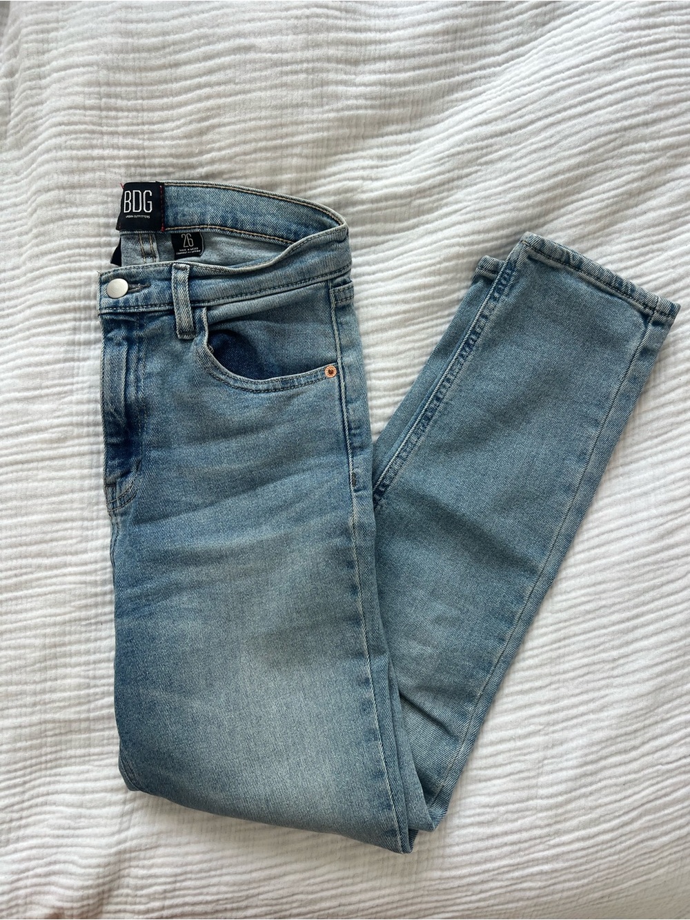 BDG Faded Blue Girlfriend High Rise Cropped Denim